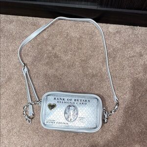 Betsey Johnson Silver Credit Card Crossbody Bag